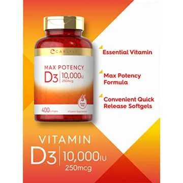 Carlyle Vitamin D 10000 IU Softgels 400 Count - Max Potency