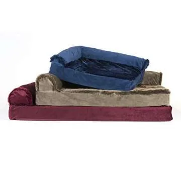 Furhaven Orthopedic Dog Bed for Large Dogs w/ Removable Bolsters & Washable Cover, For Dogs Up to 95 lbs - Plush & Velvet L Shaped Chaise - Deep Sapphire, Jumbo/XL