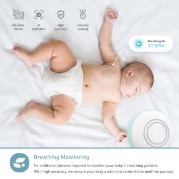 Lollipop Baby Monitor (Pistachio) - Full-Featured Smart Wi-Fi Camera of True Crying Detection with E...