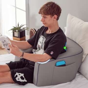 cooloo8 Reading Pillow for Gaming, Extra Large Arm Rest Pillow for Adult, Memory Foam Bed Rest Pillow for Reading, Working, Playing Steam Deck Switch or Sitting in Bed Floor Sofa(Grey)