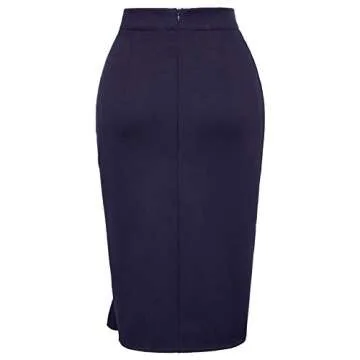 GRACE KARIN Women's Bodycon Pencil Party Ruffle Pencil Skirt Size XL Navy Blue