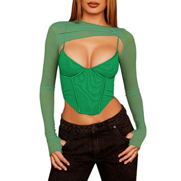 Chic Meladyan Women Long Sleeve Crop Top Set