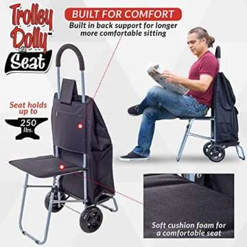 Versatile dbest Trolley Dolly with Seat for Shopping
