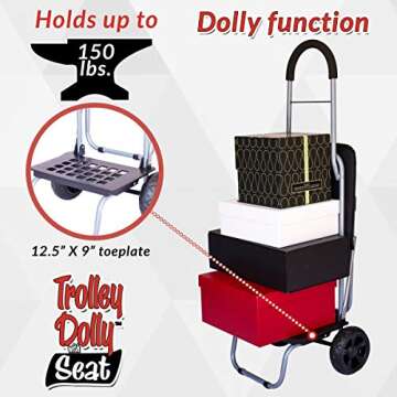 Versatile dbest Trolley Dolly with Seat for Shopping