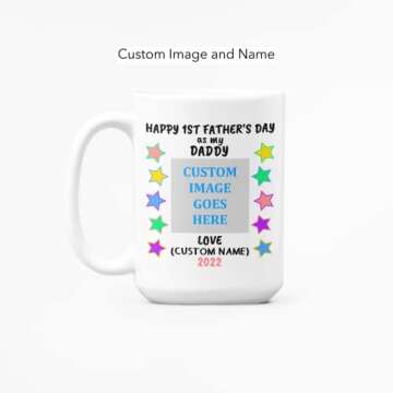 MugzyMugz Custom First Time Daddy Mug, Happy First Father's Day Coffee Cup 1st Time New Dad Gifts Pe...