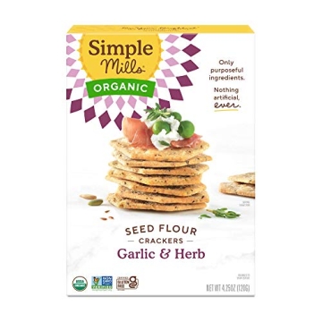 Simple Mills Organic Seed Crackers, Garlic & Herb - Gluten Free, Vegan, Healthy Snacks, Paleo Friend...