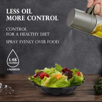 KITEXPERT Olive Oil Sprayer for Cooking Set of 2 - Versatile Olive Oil Spray Bottle for Cooking - 250ml/8.3oz Oil Spritzer for Air Fryer, Salad, Grilling, Roasting, Baking Essentials
