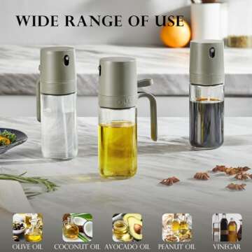 KITEXPERT Olive Oil Sprayer for Cooking Set of 2 - Versatile Olive Oil Spray Bottle for Cooking - 250ml/8.3oz Oil Spritzer for Air Fryer, Salad, Grilling, Roasting, Baking Essentials