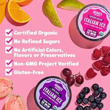 DeeBee's Organics Italian Ice Variety Pack, Spoonable Treat Bursting with Real Fruit, No Refined Sugar, No Artificial Flavors or Colors (Pack of 6)