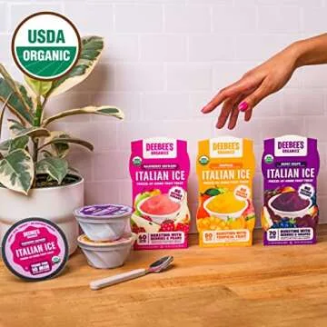 DeeBee's Organics Italian Ice Variety Pack, Spoonable Treat Bursting with Real Fruit, No Refined Sugar, No Artificial Flavors or Colors (Pack of 6)