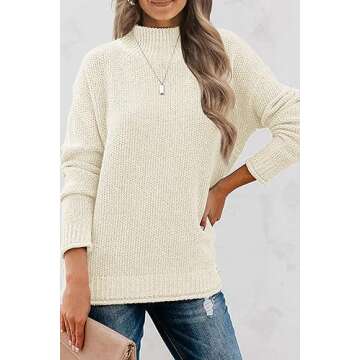 MEROKEETY Women's Long Sleeve Turtleneck Cozy Knit Sweater Casual Loose Pullover Jumper Tops, Aprico...