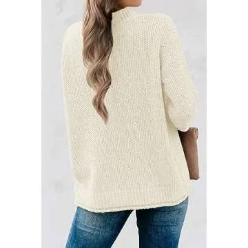 MEROKEETY Women's Cozy Turtleneck Sweater in Apricot