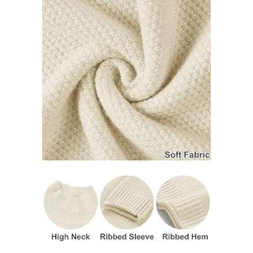 MEROKEETY Women's Cozy Turtleneck Sweater in Apricot