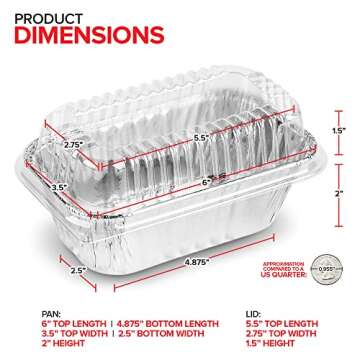 Stock Your Home Disposable Aluminum Mini Loaf Pans with Lids, 1 lb (50 Pack) New & Improved Plastic Dome Lid Foil Baking Tins, Tin Pans for Cake, Bread, Holiday Baked Goods Packaging
