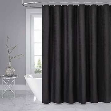 Dynamene Stall Waffle Weave Shower Curtain with Hooks