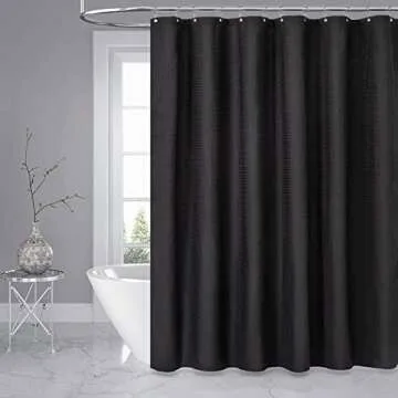 Dynamene Stall Waffle Weave Shower Curtain with Hooks
