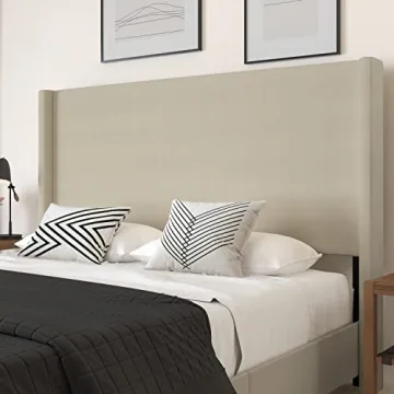 Merrick Lane King Platform Bed with Wingback Headboard