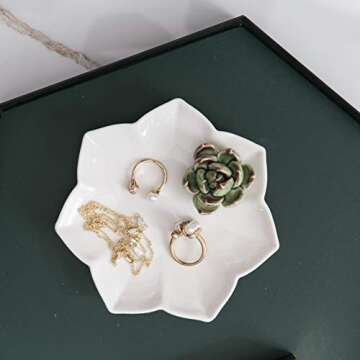 Kimdio Ring Holder Succulents Jewelry Dish Trinket Tray Necklace and Earring Holder for Women Home D...