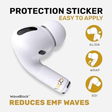 EMF Protection Sticker For AirPods Pro,The Only Real Scientifically Backed Patented Lab-Tested 5G-Shield EMF Reduction Sticker, USA Made,Protect Yourself & Loved Ones,WaveBlock AirPods Pro 2nd/3rd/4th