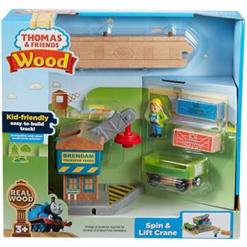 Thomas & Friends Wood Spin & Lift Crane Toy for Kids