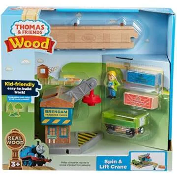 Thomas & Friends Wood Spin & Lift Crane Toy for Kids