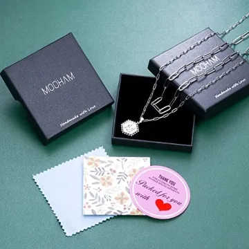 M MOOHAM Silver Layered Initial Necklaces - Elegant Jewelry Gift