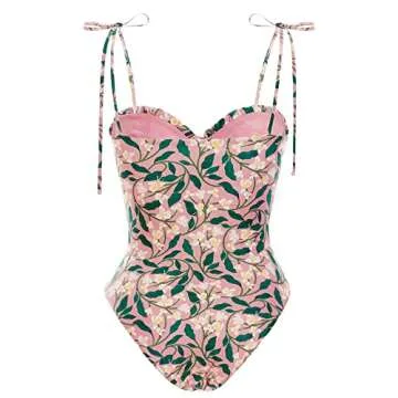 Wuitrie Womens Bikini Set 2 Piece Vintage Print Boho Halter Tummy Control Strappy Swimsuits with Bikini Maxi Wrap Skirt Pink