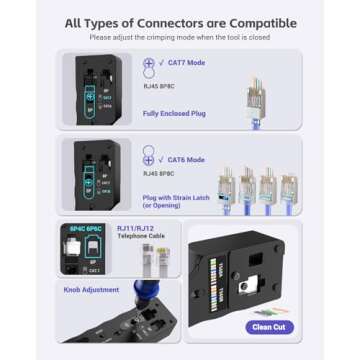 VCELINK Pass Through RJ45 Crimp Tool for All Connectors