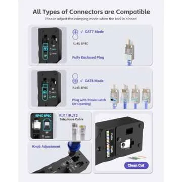 VCELINK Pass Through RJ45 Crimp Tool for All Connectors