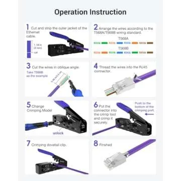VCELINK Pass Through RJ45 Crimp Tool for All Connectors