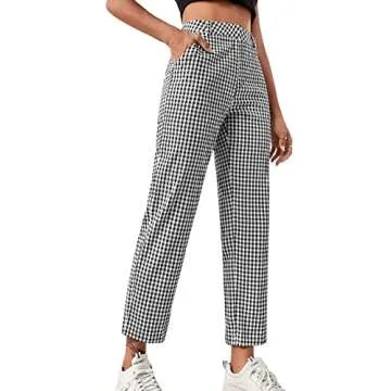 Stylish SweatyRocks Women's Plaid Cropped Pants