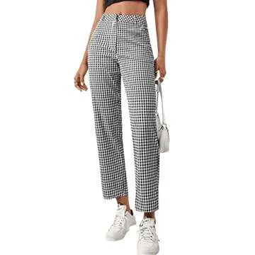 Stylish SweatyRocks Women's Plaid Cropped Pants