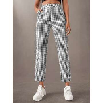 Stylish SweatyRocks Women's Plaid Cropped Pants