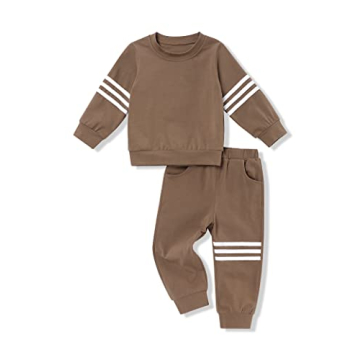 oklady Toddler Boy Clothes Stripe Long Sleeve T-Shirt Tops Sweatsuit Pants Sets Fall Winter Baby Boy...