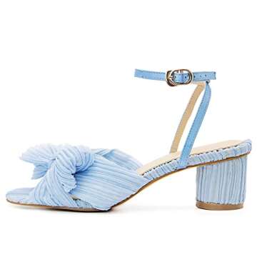 MUCCCUTE Women's Bow Knot Heeled Sandals Ankle Buckle Strap Chunky Heeled Open-toe Comfortable Weddi...