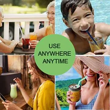 Yoocaa Silicone Straw, 9.7 Inch, Navy Blue&Green