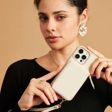 Stylish ZVE iPhone 13 Pro Wallet Case with RFID Protection