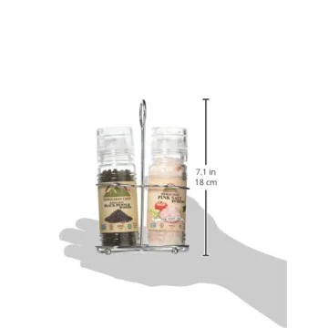 Himalayan Chef Pink Salt and Black Pepper Grinder Set – Refillable Glass Grinder, 5.3 Ounce, Non-GMO, Vegan & Kosher Certified, Perfect for Cooking and Seasoning