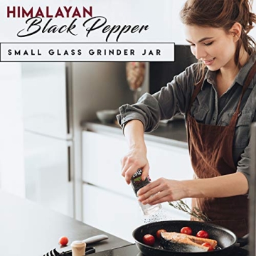 Himalayan Chef Pink Salt and Black Pepper Grinder Set – Refillable Glass Grinder, 5.3 Ounce, Non-GMO, Vegan & Kosher Certified, Perfect for Cooking and Seasoning