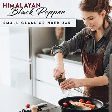 Himalayan Chef Pink Salt and Black Pepper Grinder Set – Refillable Glass Grinder, 5.3 Ounce, Non-GMO, Vegan & Kosher Certified, Perfect for Cooking and Seasoning