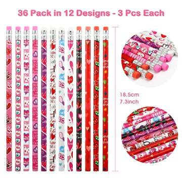 Kesote Valentine Pencils for Kids Heart Pencils with Erasers for Valentine's Day Gifts Party Favors ...