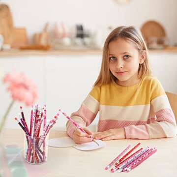 Kesote Valentine Pencils for Kids Heart Pencils with Erasers for Valentine's Day Gifts Party Favors Bags Goodie Bags Filler School Favors for Kids Classroom - Pack of 36