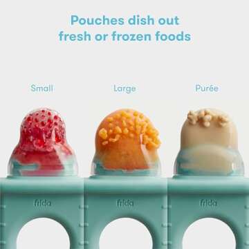 Frida Baby Push Pop Feeder, Baby Fruit Feeder to Safely Introduce New Foods, Valentines Day Gifts for Kids, Fresh + Frozen Food Silicone Feeder for Babies, BPA Free, Dishwasher Safe | 3 Count, Teal