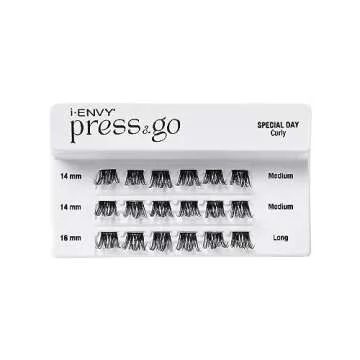 i-ENVY Press&Go Self-Adhesive Eyelashes, No Glue Needed False Eyelash Clusters, Easy Application 1 S...