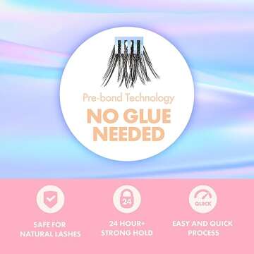 i-ENVY Press&Go Self-Adhesive Eyelashes, No Glue Needed False Eyelash Clusters, Easy Application 1 Step Press-On Lashes, No Damage or Residue (Special Day Curly)