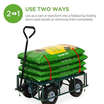 Best Choice Products Utility Garden Cart Wagon for Lawn, Yard w/Heavy-Duty Steel 400lb Weight Capaci...