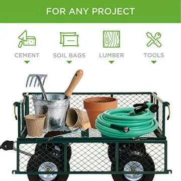Best Choice Products Utility Garden Cart Wagon for Lawn, Yard w/Heavy-Duty Steel 400lb Weight Capacity, Removable Sides, Long Handle, 10in Tires - Green