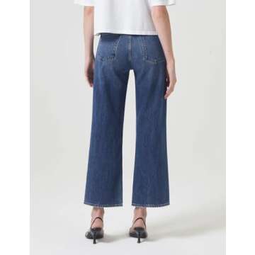 PHISOCKAT Wide Leg Jeans Woman High Waisted Jeans for Women Straight Leg Baggy Denim Cropped Jeans f...