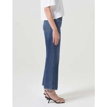 PHISOCKAT Wide Leg Jeans Woman High Waisted Jeans for Women Straight Leg Baggy Denim Cropped Jeans for Women Y2K