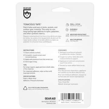 GEAR AID Tenacious Tape 3"x20" Fabric & Vinyl Repair Tape